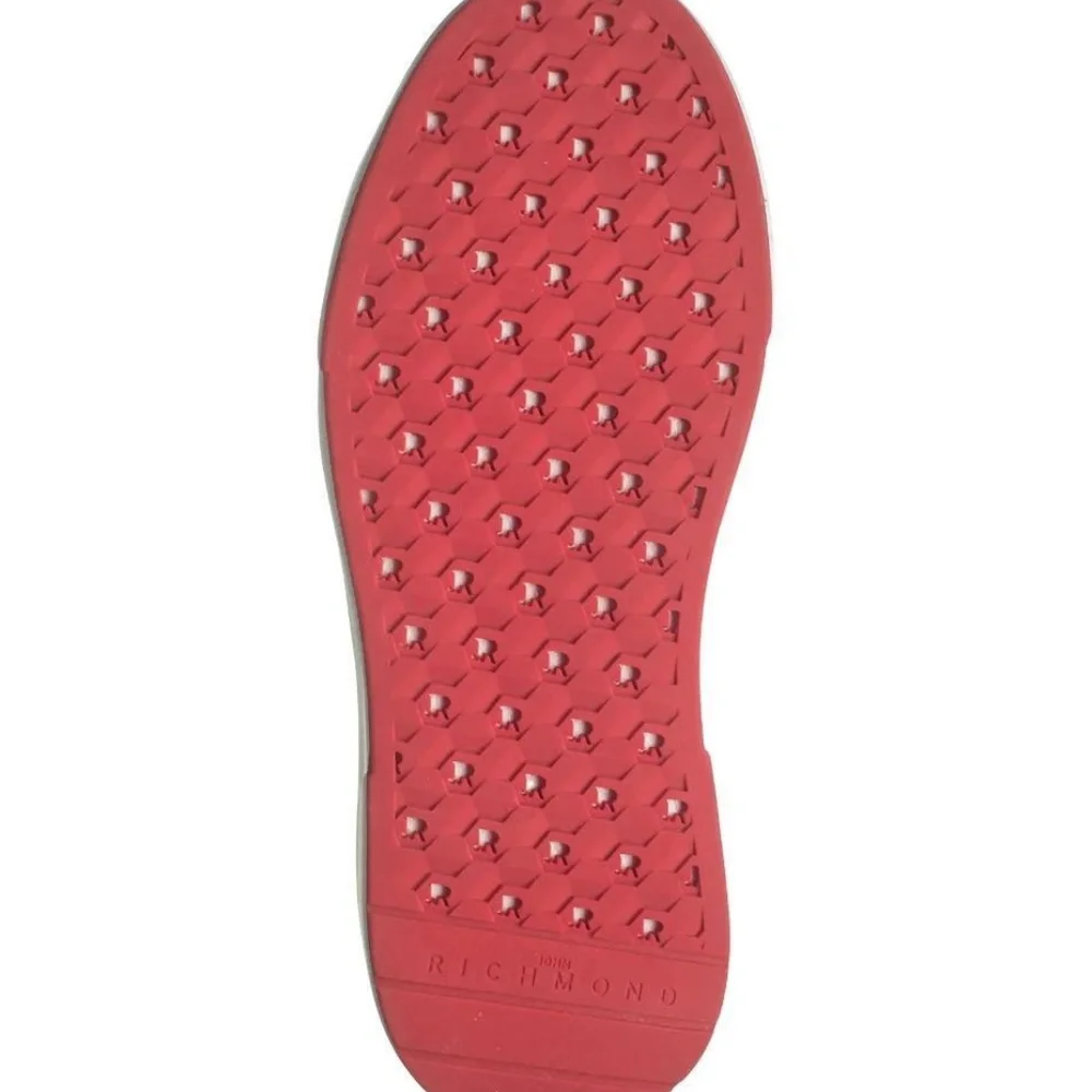 $495 - JOHN RICHMOND Silver and Red Leather Logo Sneaker 7 (37)